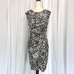 Calvin Klein Faux Wrap Dress Ruched Geometric Animal Print